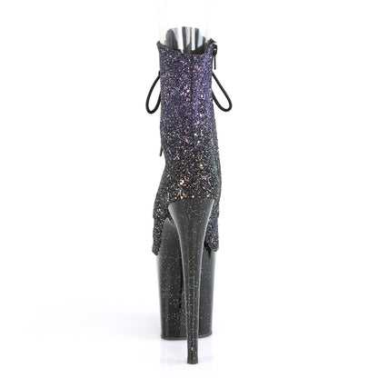 Pleaser Damen Knöchelstiefel FLAMINGO-10211ombg lila Multi Glitter / BLK