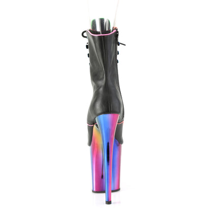 Pleaser  Ankle Boots FLAMINGO-1021RC-02 Blk Pat/Rainbow Chrome