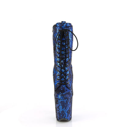 Pleaser   FLAMINGO-1040spf Blue Metallic Schlangendruckstoff/m
