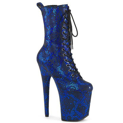 Pleaser   FLAMINGO-1040spf Blue Metallic Schlangendruckstoff/m