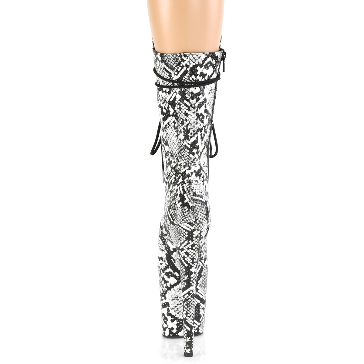 Pleaser Damen Knöchelstiefel FLAMINGO-1050SP BLK-WHT SNAKE DRUCK / BLK-WHT SNAKE DRUCK
