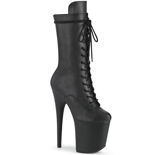 Pleaser Damen Knöchelstiefel FLAMINGO-1050wr BLK Faux Leder / BLK Kunstleder