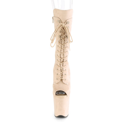 Pleaser Damen Knöchelstiefel FLAMINGO-1051FS Beige Faux Wildleder / Beige Faux Wildleder