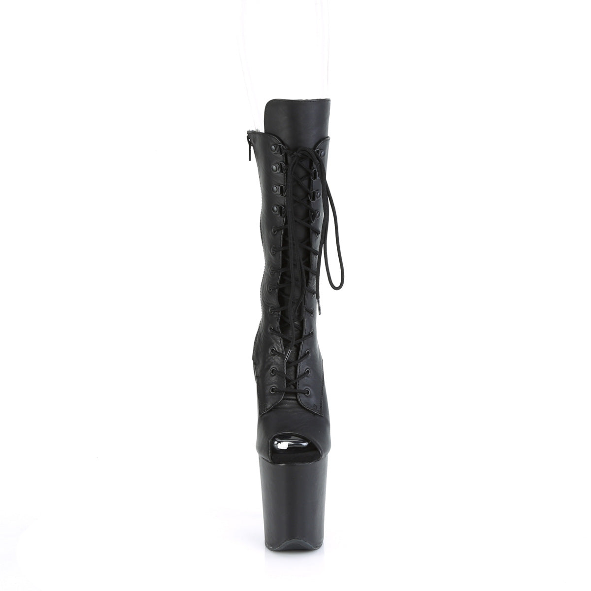 Pleaser Damen Knöchelstiefel FLAMINGO-1051lwr BLK-Leder / schwarzes Leder