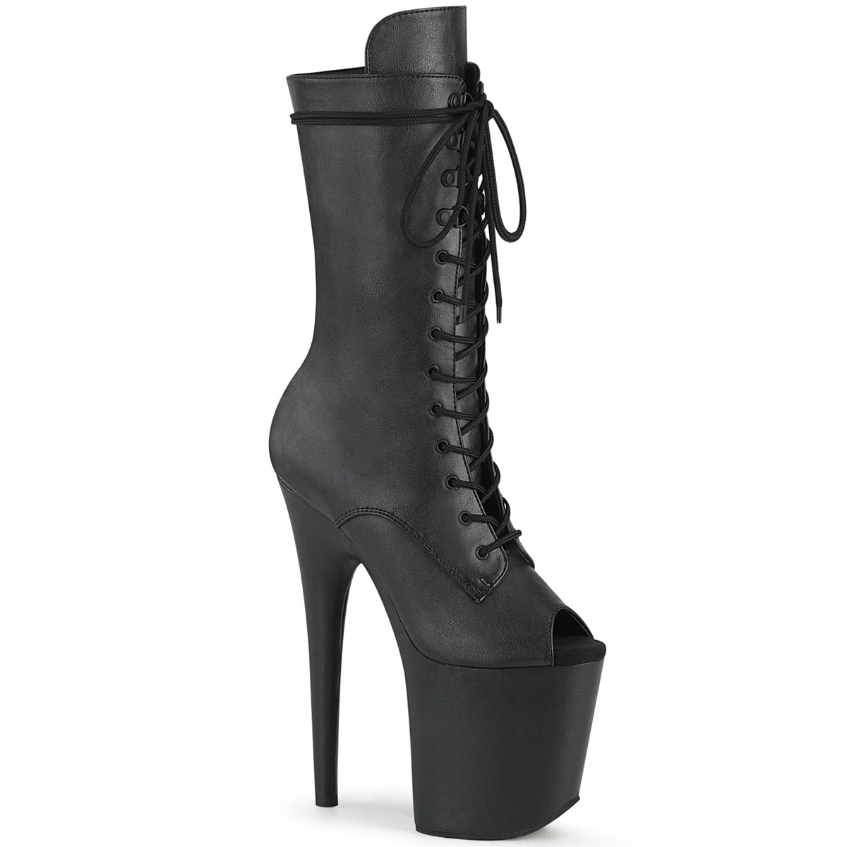 Pleaser Damen Knöchelstiefel FLAMINGO-1051lwr BLK-Leder / schwarzes Leder