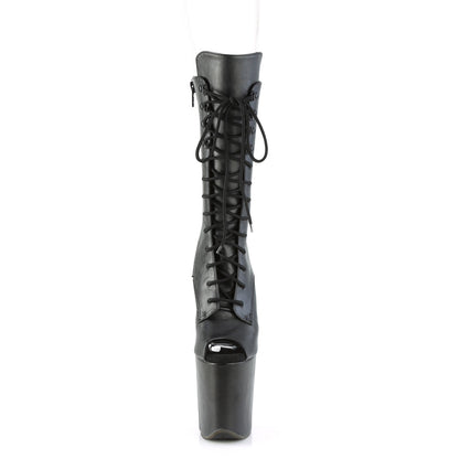 Pleaser Womens Ankle Boots FLAMINGO-1051WR Blk Faux Leather/Blk Faux Leather