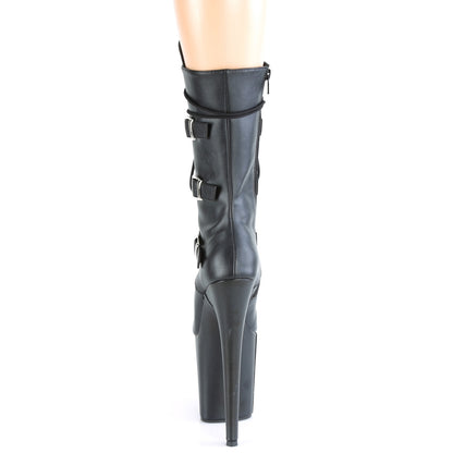 Pleaser Womens Ankle Boots FLAMINGO-1053 Blk Faux Leather/Blk Faux Leather