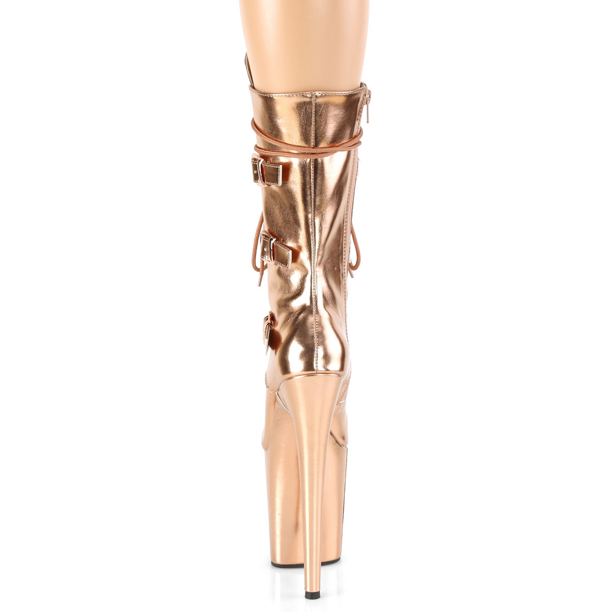 Pleaser Womens Ankle Boots FLAMINGO-1053 Rose Gold Metallic Pu/Rose Gold Metallic Pu