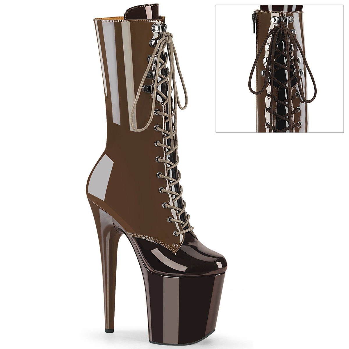 Pleaser   FLAMINGO-1054DC Mocha-Coffee Pat/Mocha Coffee