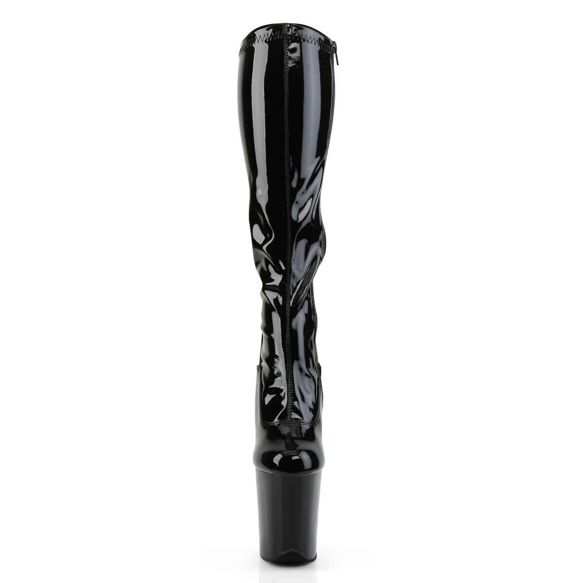 Pleaser Womens Boots. FLAMINGO-2000 BLK STR Pat / BLK
