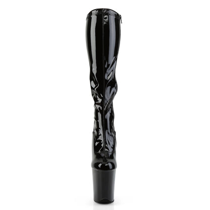 Pleaser Womens Boots. FLAMINGO-2000 BLK STR Pat / BLK