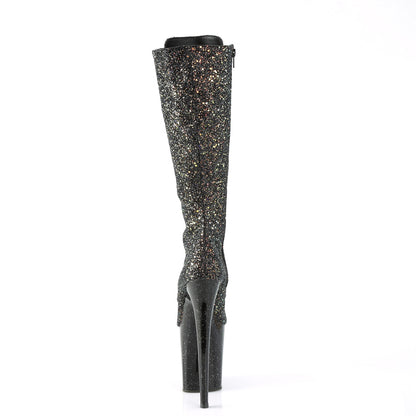 Pleaser Womens Boots. FLAMINGO-2020mg BLK Multi Glitter / BLK