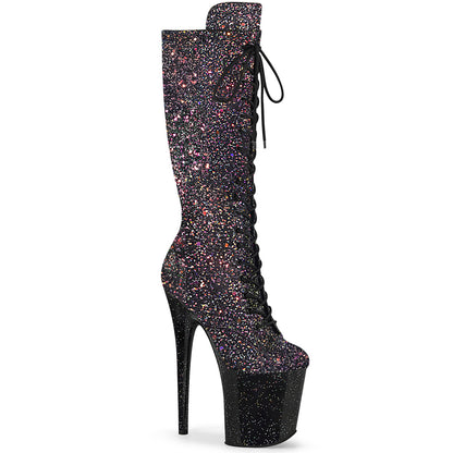 Pleaser Womens Boots. FLAMINGO-2020mg BLK Multi Glitter / BLK