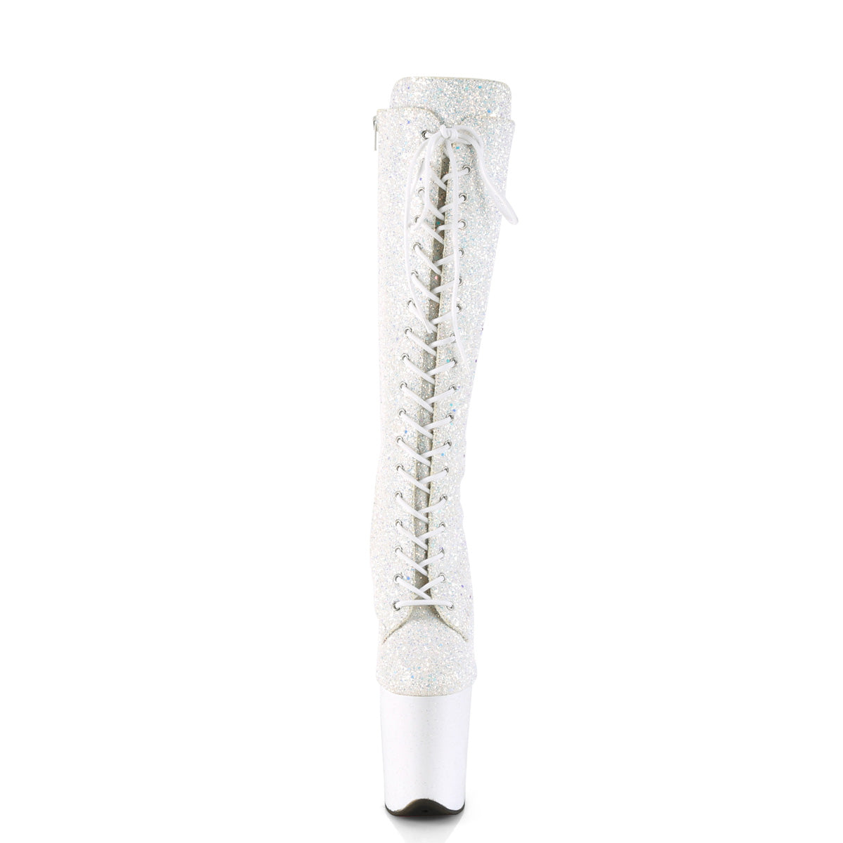 Pleaser Womens Boots. FLAMINGO-2020mg WHT Multi Glitter / BLK