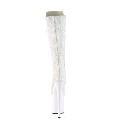 Pleaser Womens Boots. FLAMINGO-2020mg WHT Multi Glitter / BLK