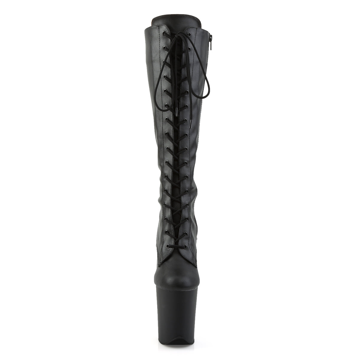 Pleaser Womens Boots FLAMINGO-2023 Blk Str Faux Leather/Blk Matte