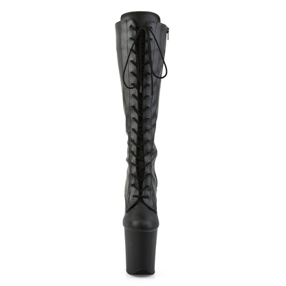 Pleaser Womens Boots FLAMINGO-2023 Blk Str Faux Leather/Blk Matte