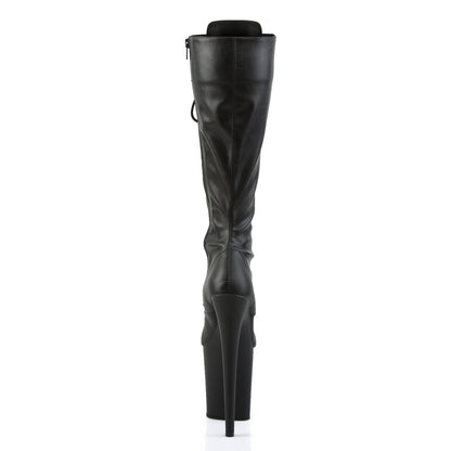 Pleaser Womens Boots FLAMINGO-2023 Blk Str Faux Leather/Blk Matte