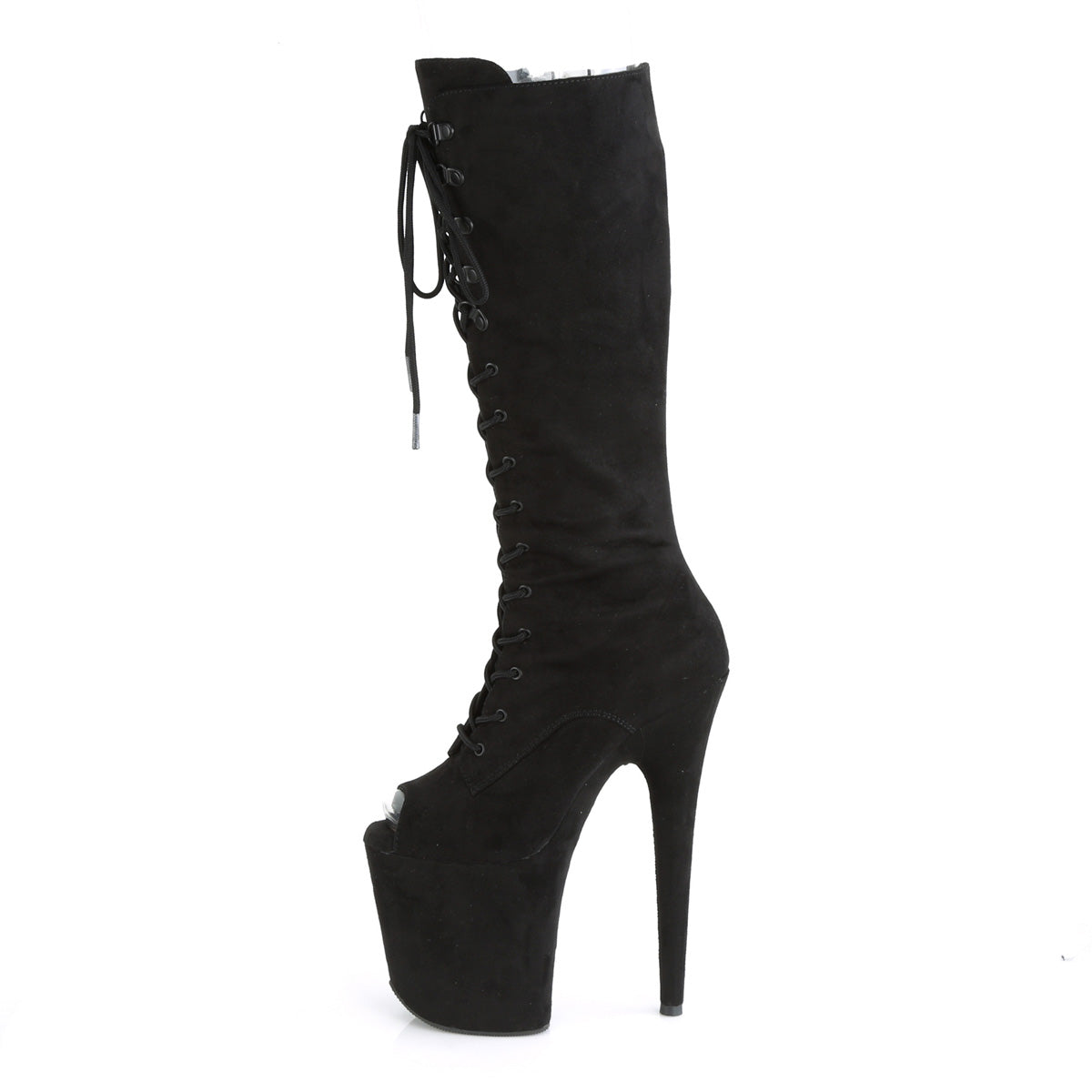 Pleaser Womens Boots. FLAMINGO-2051fs BLK Faux Wildleder / BLK Faux Wildleder