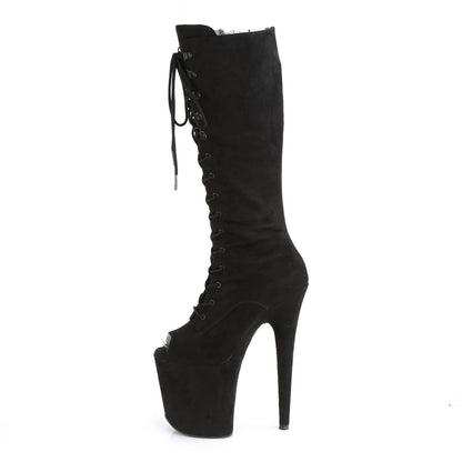 Pleaser Womens Boots. FLAMINGO-2051fs BLK Faux Wildleder / BLK Faux Wildleder