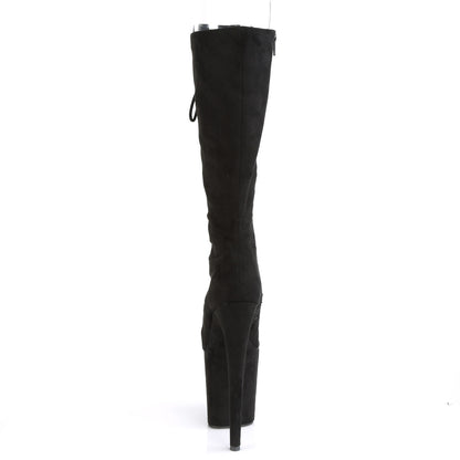 Pleaser Womens Boots. FLAMINGO-2051fs BLK Faux Wildleder / BLK Faux Wildleder