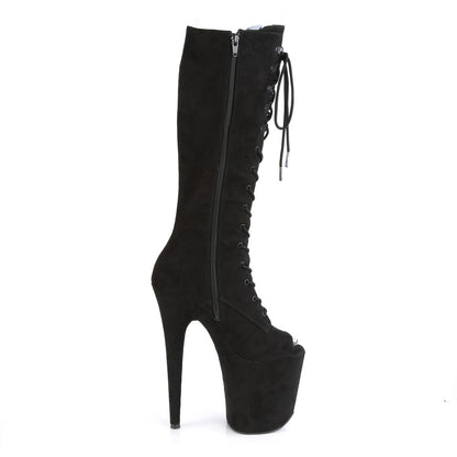 Pleaser Womens Boots. FLAMINGO-2051fs BLK Faux Wildleder / BLK Faux Wildleder