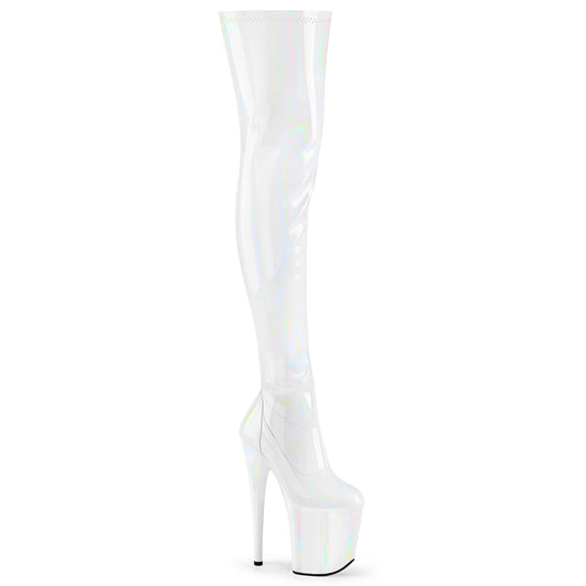 Pleaser   FLAMINGO-3000HWR Wht Str. Holo/Wht Holo