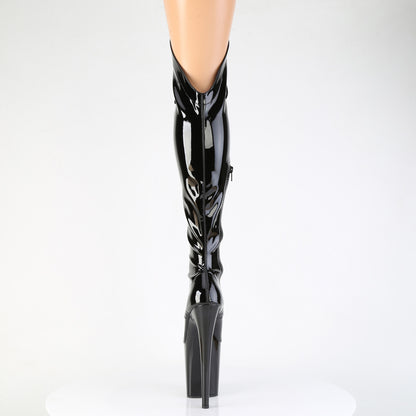 Pleaser Women's Platform Shoes FLAMINGO-3014 Blk Str. Pat/Blk