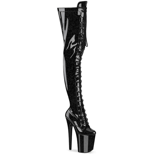 Pleaser Women's Platform Shoes FLAMINGO-3020GP Blk Glitter Pat/M