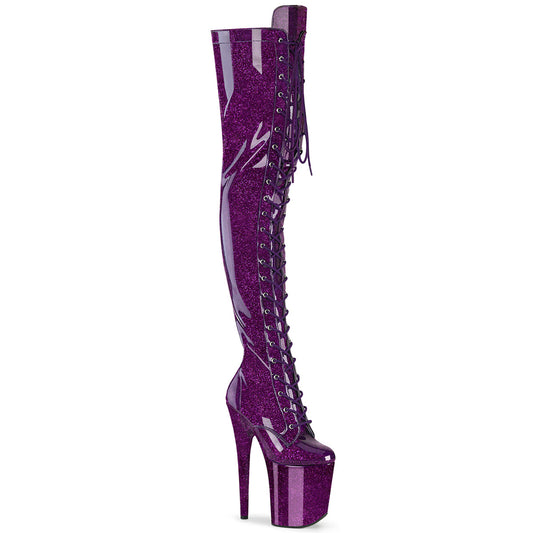 Pleaser Women's Platform Shoes FLAMINGO-3020GP Purple Glitter Pat/M