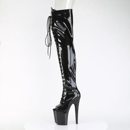Pleaser Women's Platform Shoes FLAMINGO-3021GP Blk Glitter Pat/M