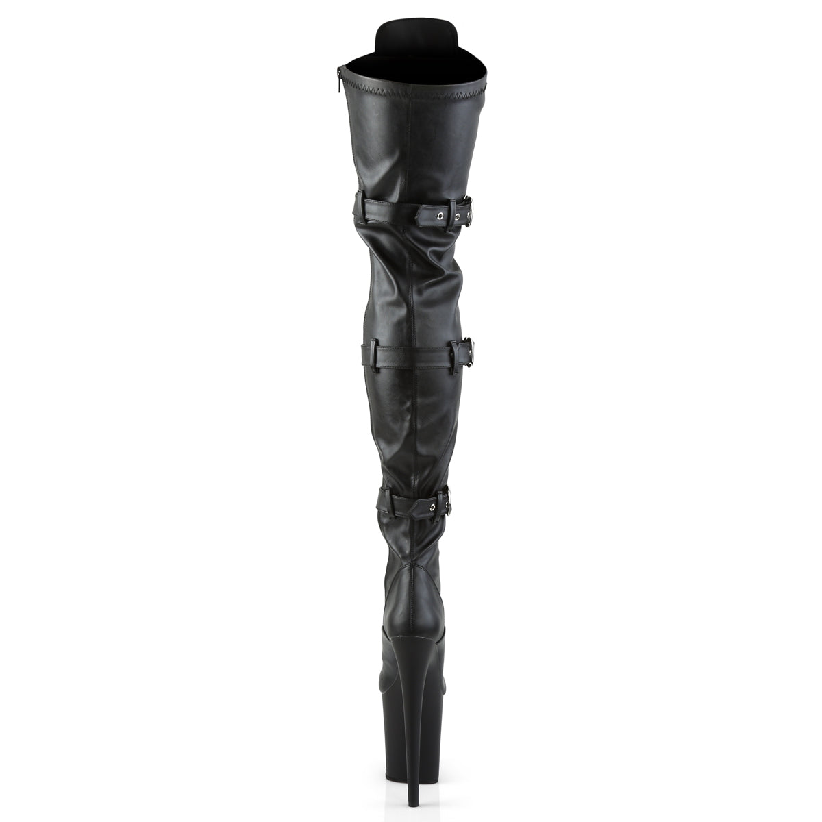 Pleaser Womens Boots. FLAMINGO-3028 BLK Str Faux Leder / BLK Matte
