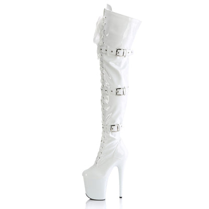 Pleaser Women's Platform Shoes FLAMINGO-3028 Wht Str. Pat/Wht