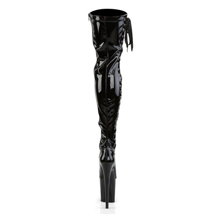 Pleaser Womens Boots. FLAMINGO-3050 BLK STR Pat / BLK
