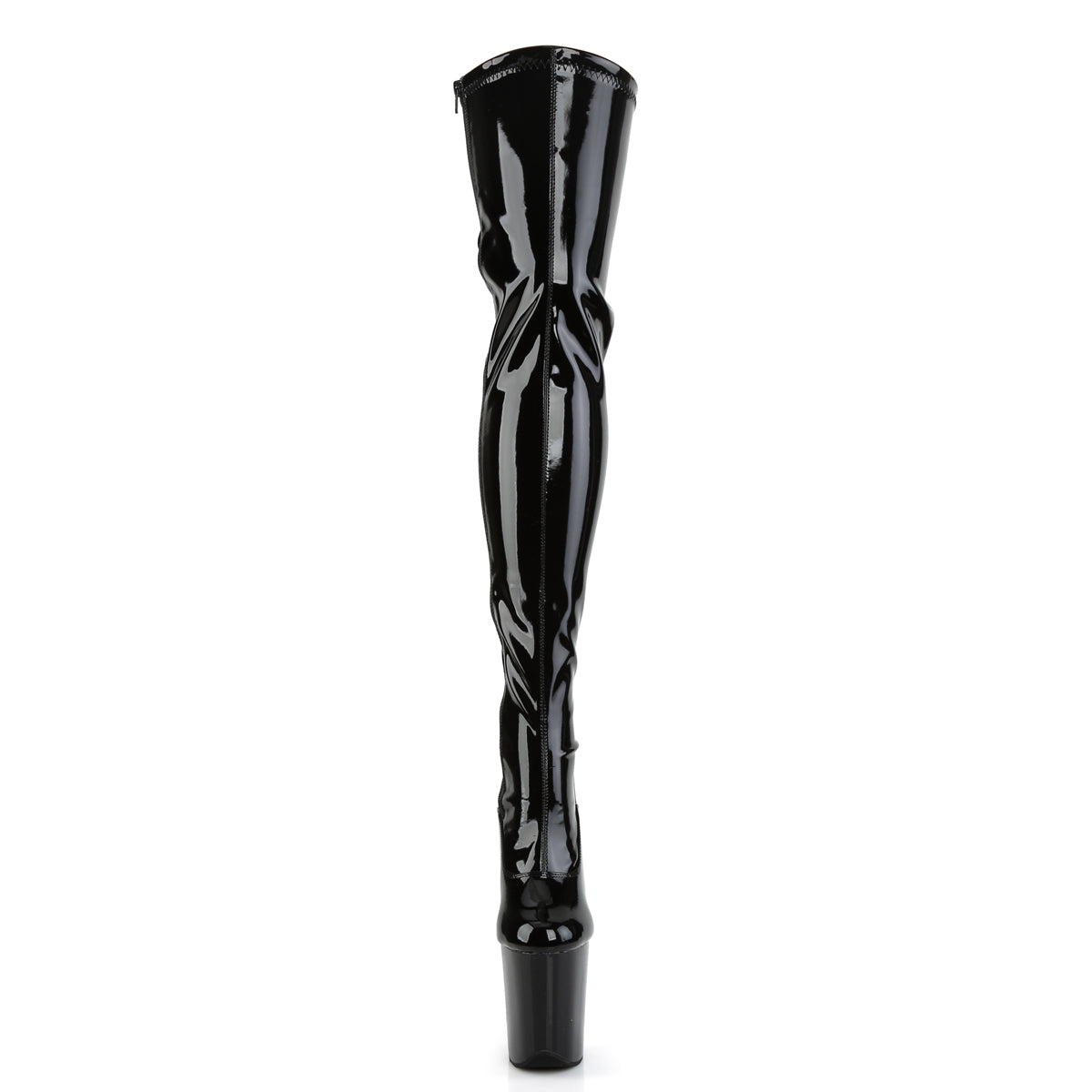 Pleaser Womens Boots. FLAMINGO-3063 BLK Str Pat / BLK