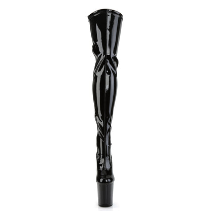 Pleaser Womens Boots. FLAMINGO-3063 BLK Str Pat / BLK