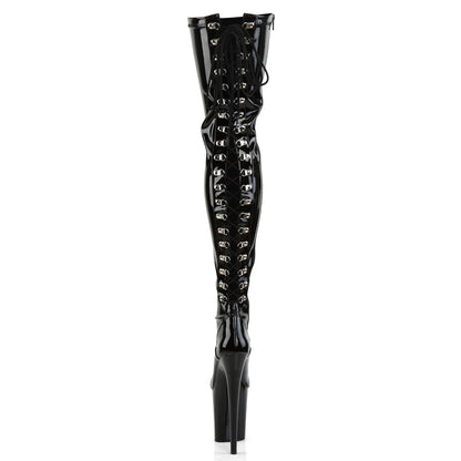 Pleaser Womens Boots. FLAMINGO-3063 BLK Str Pat / BLK