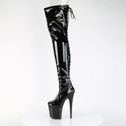 Pleaser Women's Platform Shoes FLAMINGO-3850 Blk Str. Pat/Blk