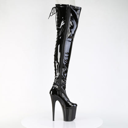Pleaser Women's Platform Shoes FLAMINGO-3850 Blk Str. Pat/Blk