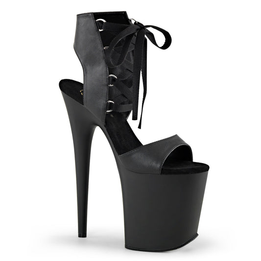 Pleaser Damen Sandalen FLAMINGO-800-14 BLK Faux Leder / BLK Matte