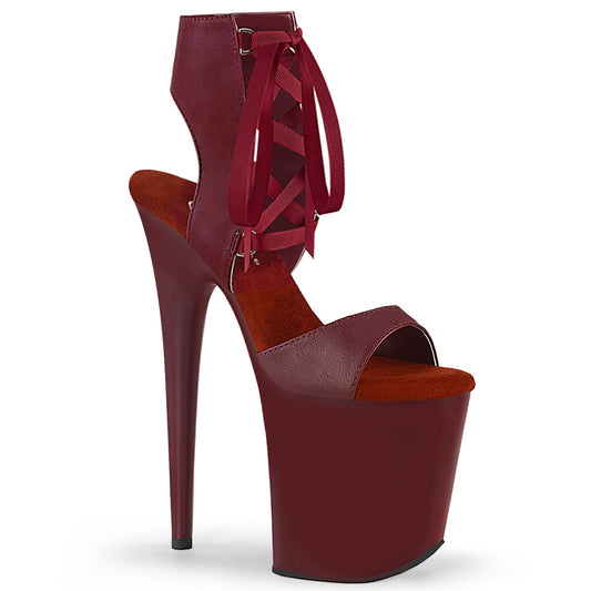 Pleaser Womens Sandals FLAMINGO-800-14 Burgundy Faux Leather/Burgundy Matte