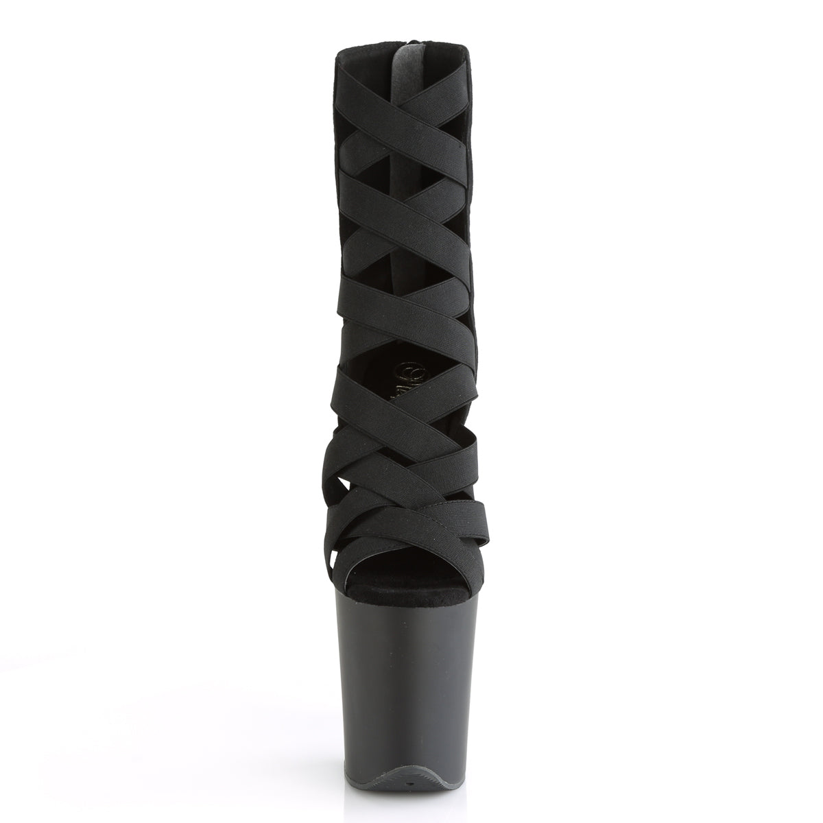 Pleaser Damen Knöchelstiefel FLAMINGO-800-24 BLK elastische Band-Mikrofaser / BLK Matte