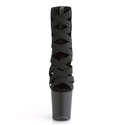 Pleaser Damen Knöchelstiefel FLAMINGO-800-24 BLK elastische Band-Mikrofaser / BLK Matte