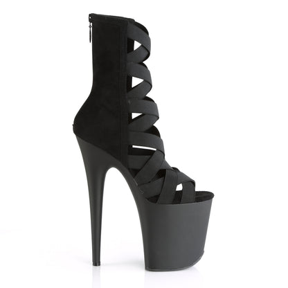 Pleaser Damen Knöchelstiefel FLAMINGO-800-24 BLK elastische Band-Mikrofaser / BLK Matte
