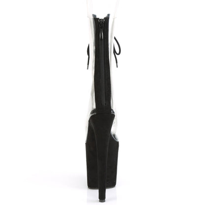 Pleaser Damen Knöchelstiefel FLAMINGO-800-34fs CLR-BLK Faux Wildleder / BLK Faux Wildleder