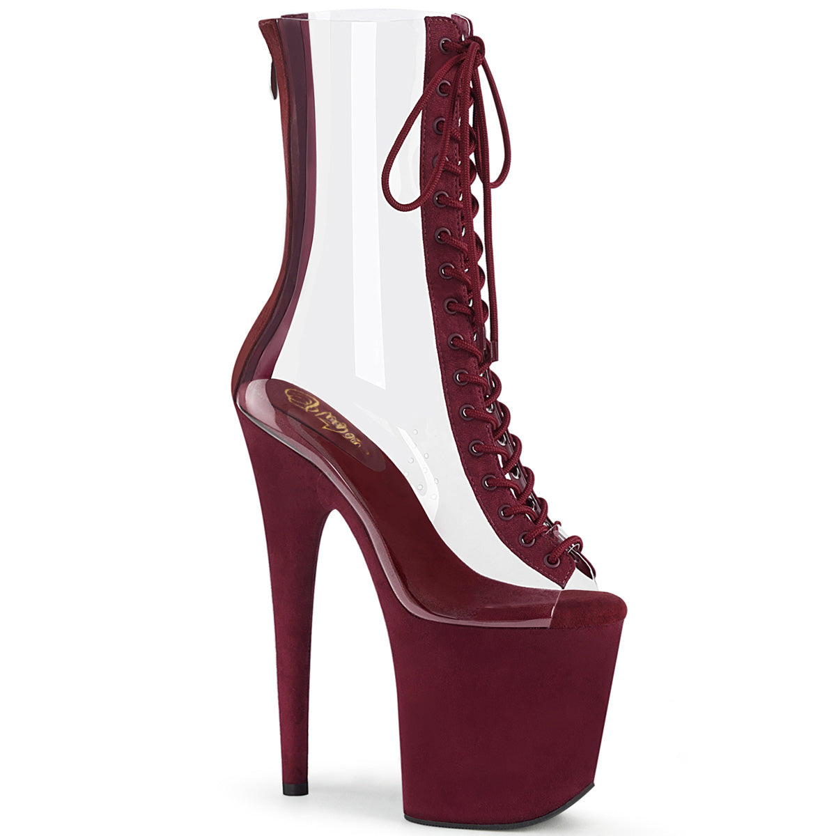 Pleaser Damen Knöchelstiefel FLAMINGO-800-34fs CLR-Burgund Faux Wildleder / Burgund Wildleder