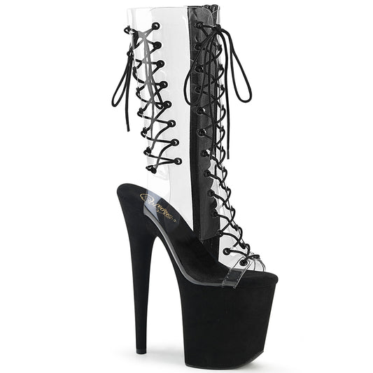 Pleaser Damen Knöchelstiefel FLAMINGO-800-60FS CLR / BLK Faux Wildleder