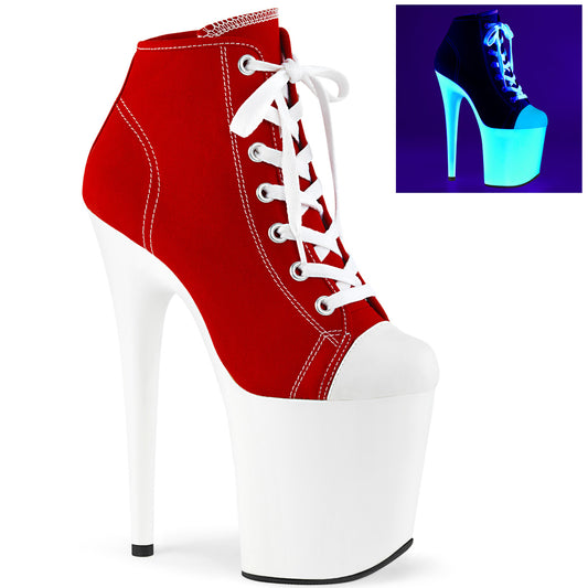 Pleaser Womens  FLAMINGO-800SK-02 Red Canvas/Neon Wht