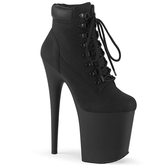 Pleaser Damen Knöchelstiefel FLAMINGO-800TL-02 BLK Nubuk-Faux-Leder / BLK Matte
