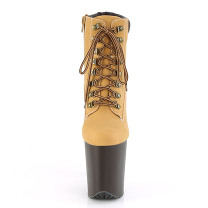 Pleaser Damen Knöchelstiefel FLAMINGO-800TL-02 Tan Nubuk-Faux-Leder / d. Braune Matte